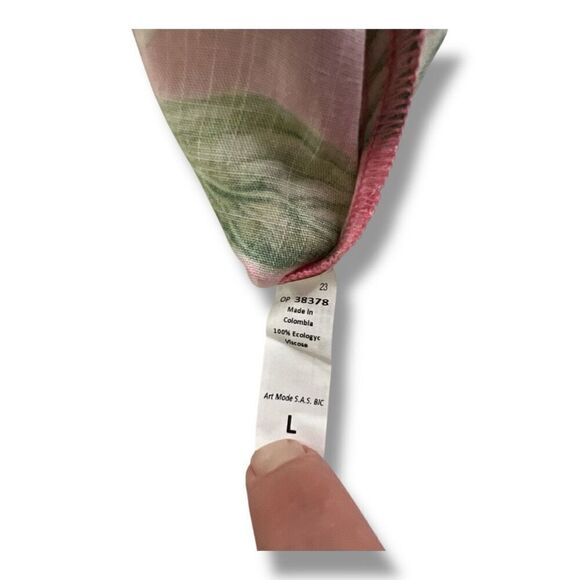 Maaji Botany Joy Kaftan Floral Pink Yellow Dress Bell Sleeve Size Large - Picture 7 of 8